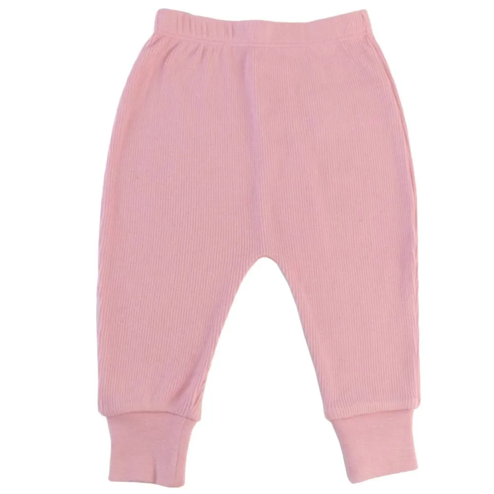 100% Certified Organic Cotton Rib-Knit Baby Sleep Pants - Pink