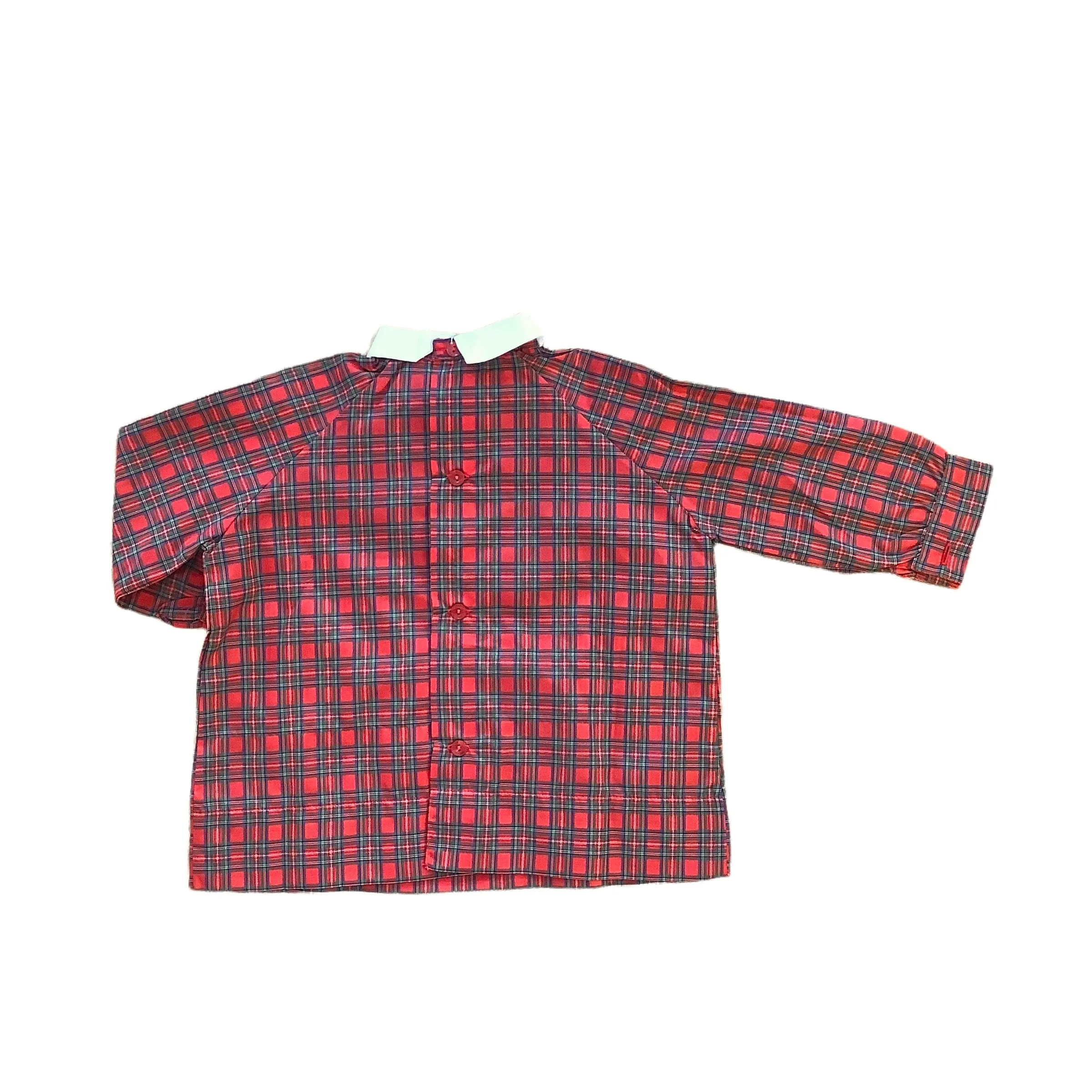 1960's Red Tartan Top / Bib / Blouse / 9-12M