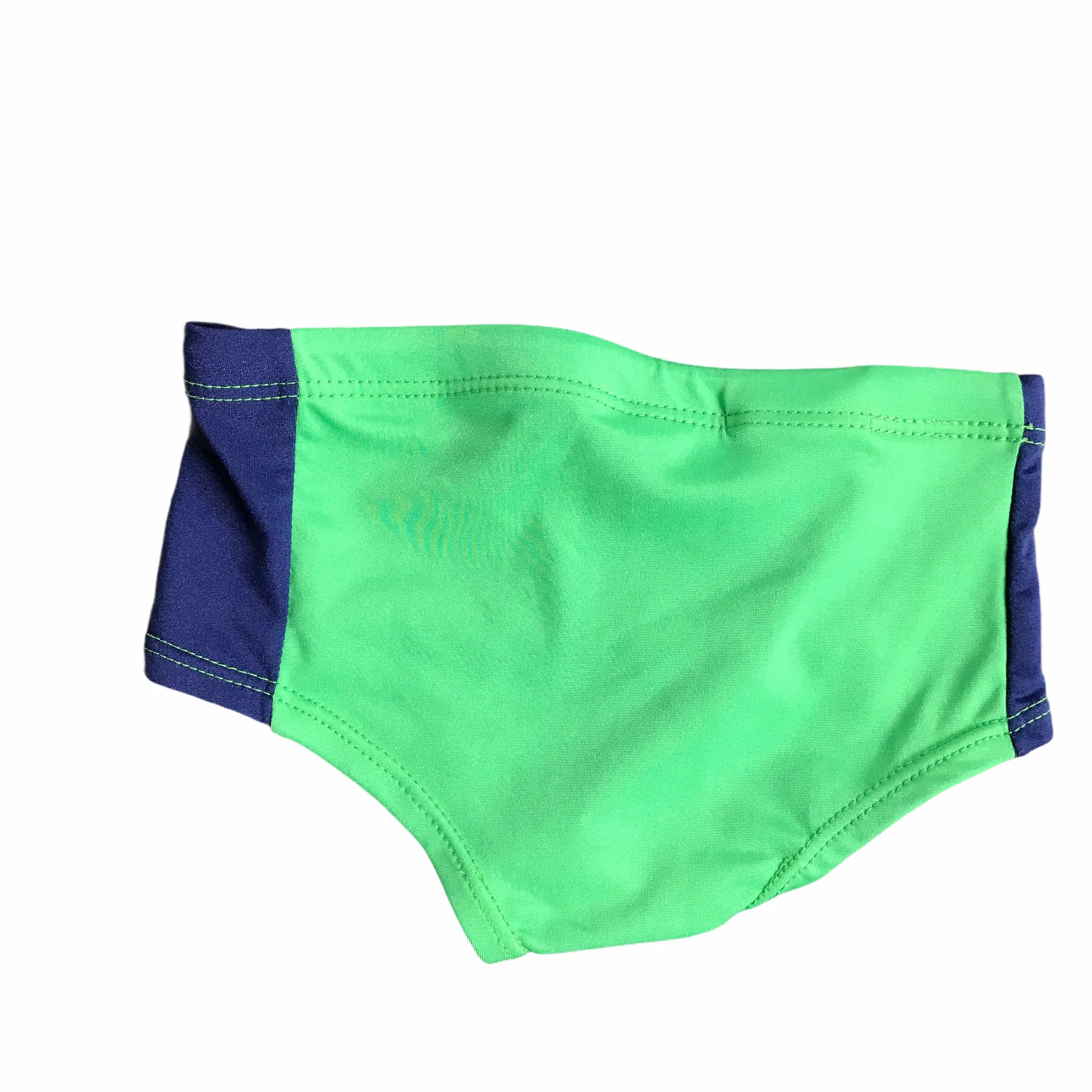 1960's Vintage Navy / Green Mod  Kids Swimming Trunk  French Made 5-6Y