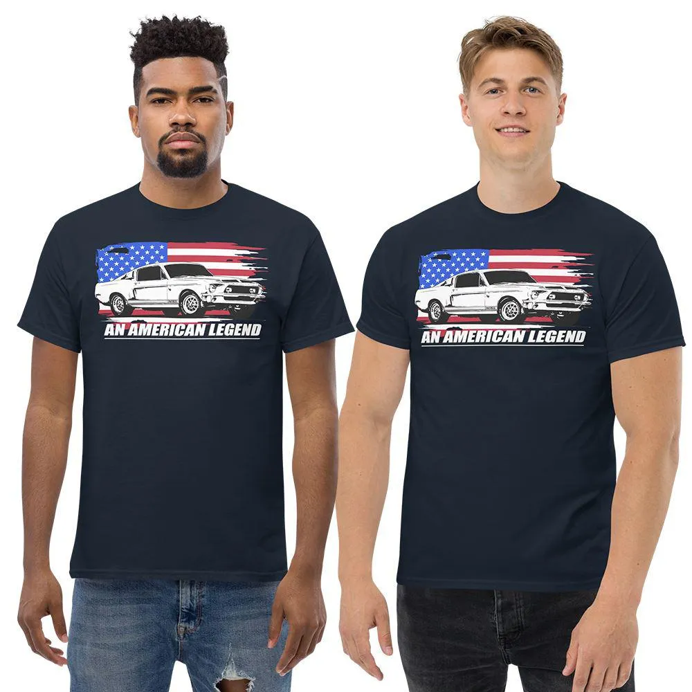 68 Mustang GT500 T-Shirt with American Flag design