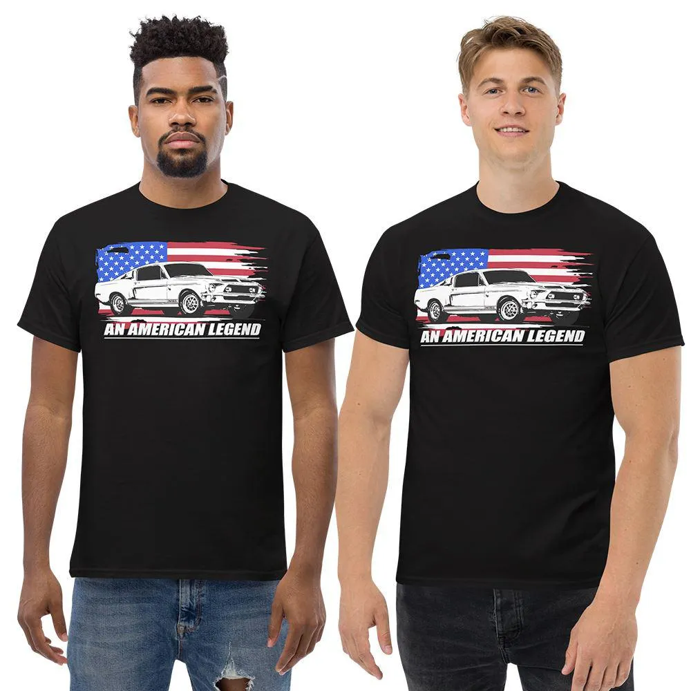 68 Mustang GT500 T-Shirt with American Flag design