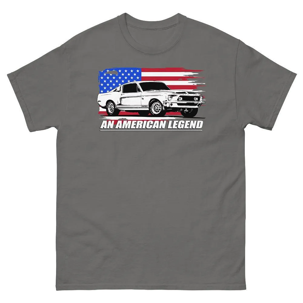 68 Mustang GT500 T-Shirt with American Flag design