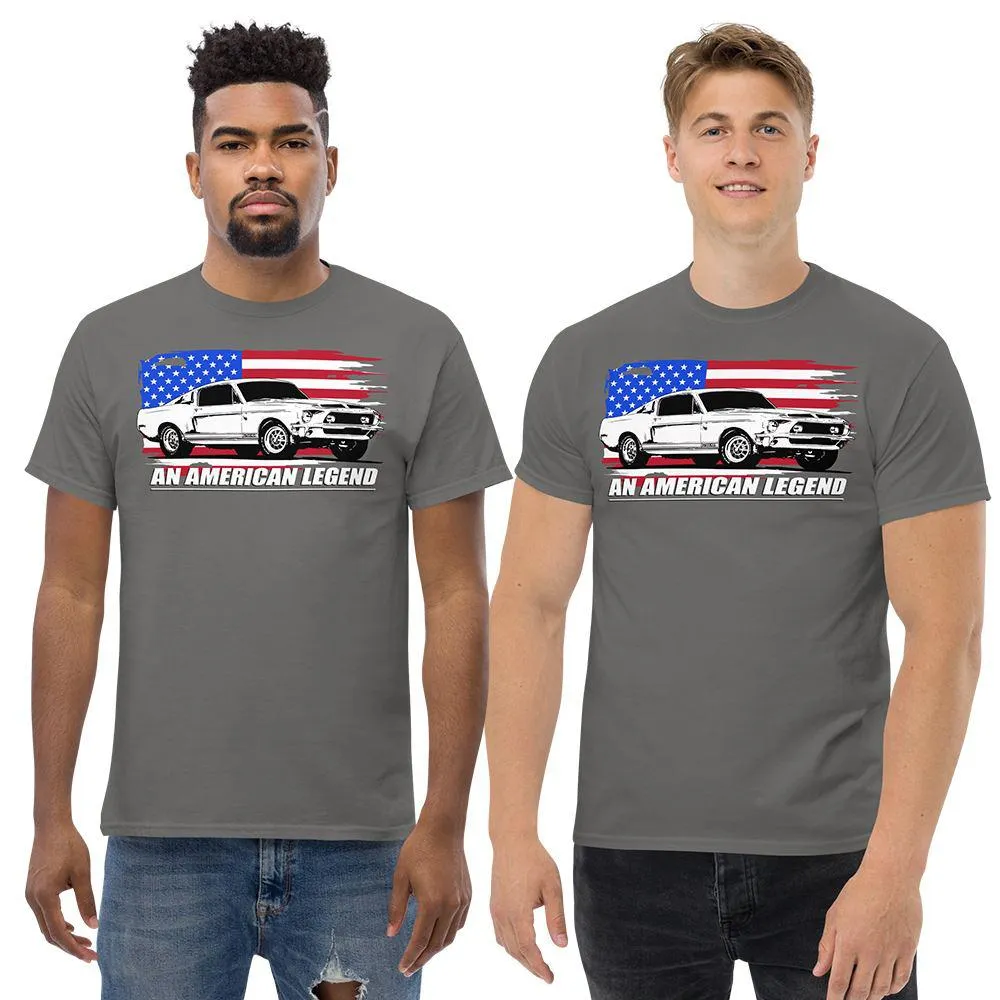 68 Mustang GT500 T-Shirt with American Flag design