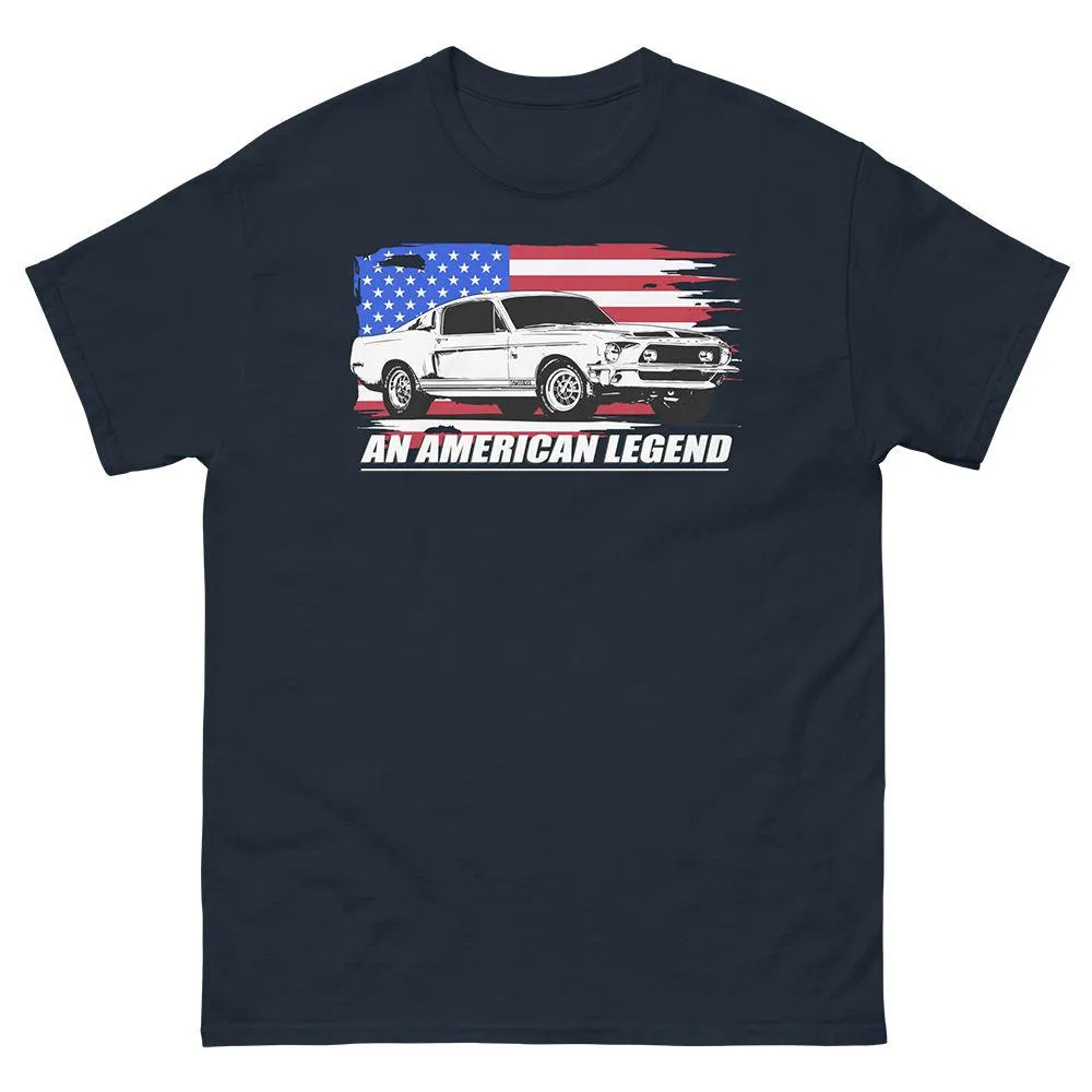 68 Mustang GT500 T-Shirt with American Flag design