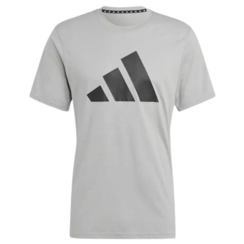 Adidas Train Essentials Feelready Logo Training Men Tennis Tee  - Medium Grey Heather / Black