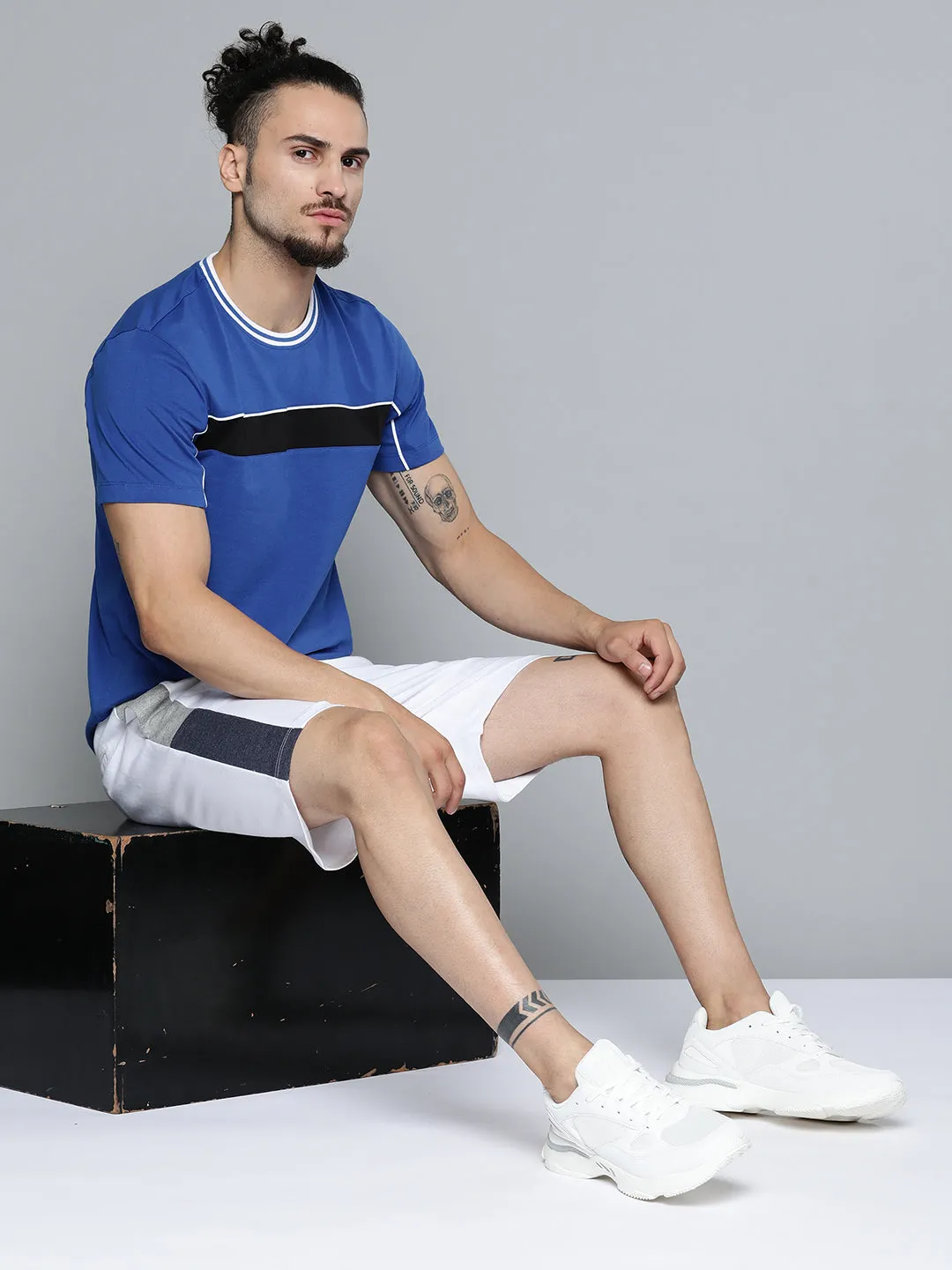 Alcis Men Blue Slim Fit Training or Gym T-shirt