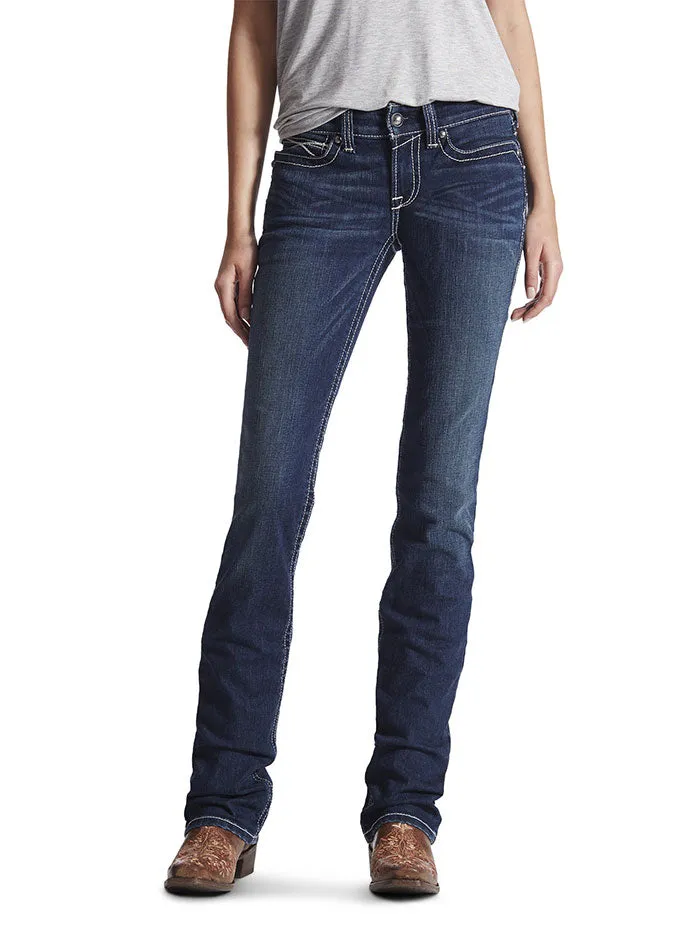 Ariat 10017216 Womens REAL Mid Rise Stretch Icon Stackable Straight Leg Jean