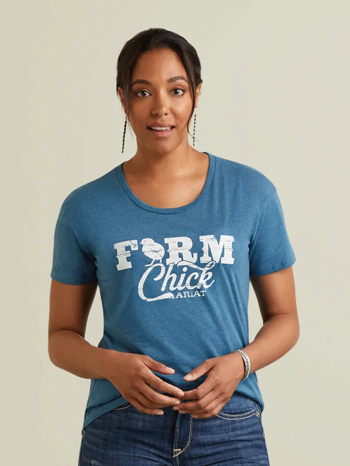 Ariat 10042792 Womens Farm Life T-Shirt Steel Blue Heather