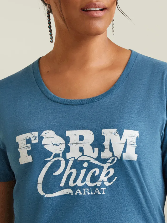 Ariat 10042792 Womens Farm Life T-Shirt Steel Blue Heather