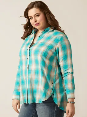 Ariat 10043447 Womens REAL Billie Rae Shirt Ojai Plaid Turquoise