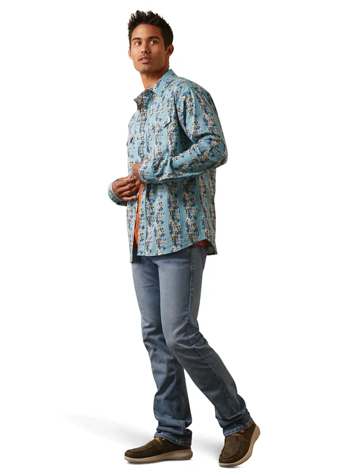 Ariat 10043651 Mens Hains Retro Fit Shirt Aquatic