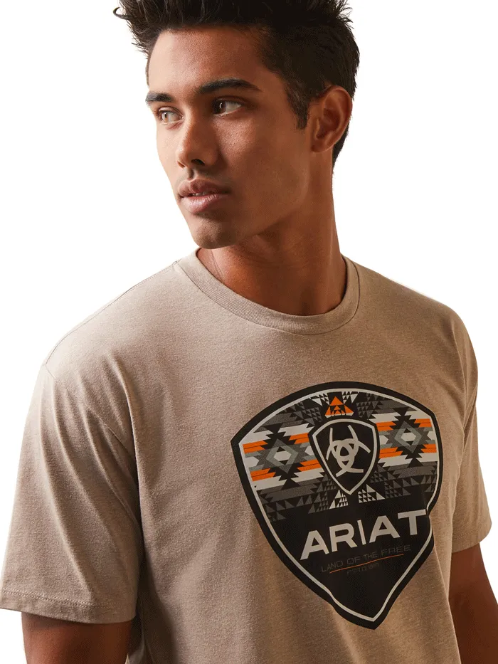 Ariat 10044769 Mens Geo Fill T-Shirt Oatmeal Heather