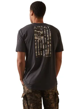 Ariat 10044778 Mens Tonal Camo Flag T-Shirt Charcoal Heather