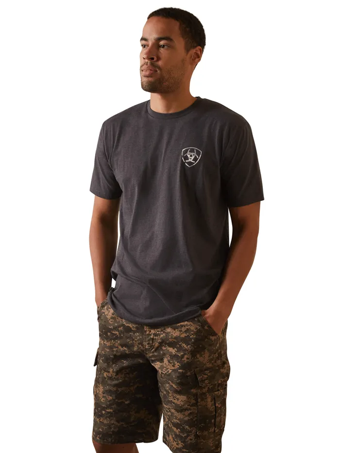 Ariat 10044778 Mens Tonal Camo Flag T-Shirt Charcoal Heather