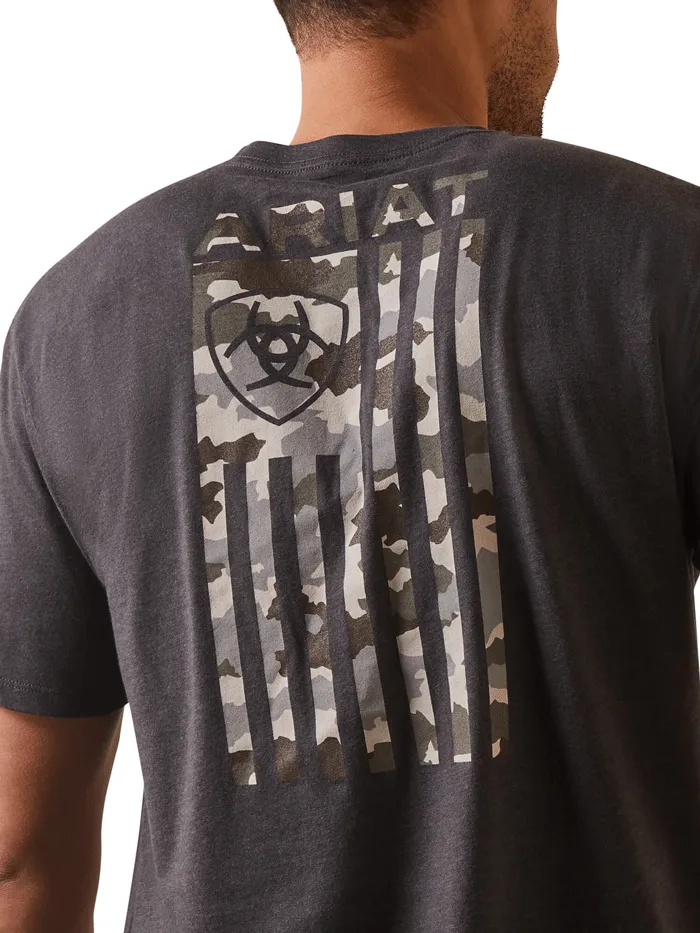 Ariat 10044778 Mens Tonal Camo Flag T-Shirt Charcoal Heather