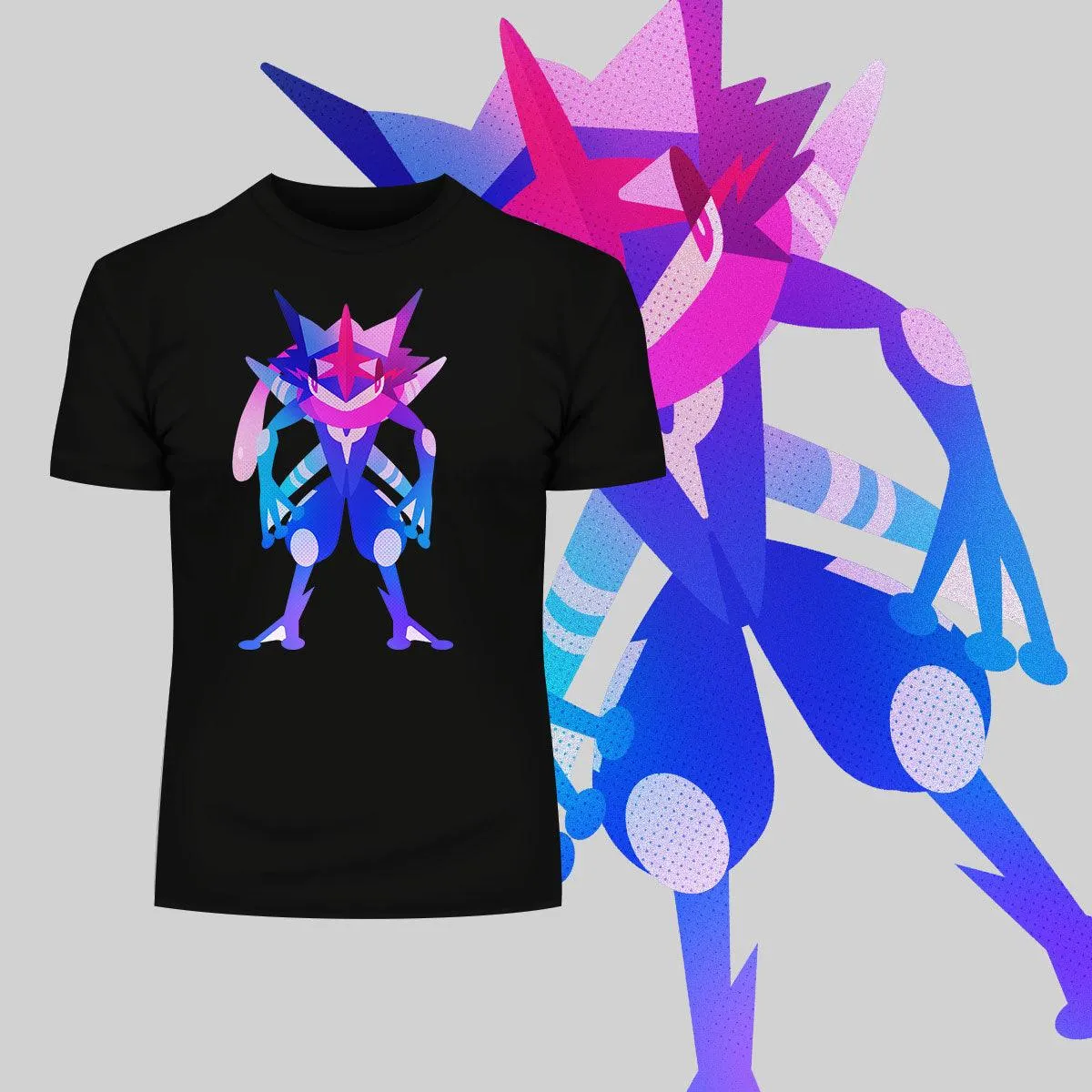 Ash Greninja Dual-Type Water Dark Pokémon Go Generation Six Black Tee