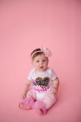 Baby girls My favorite color is lepoard outfit -- Bodysuit or t shirt, legwarmers and flower headband