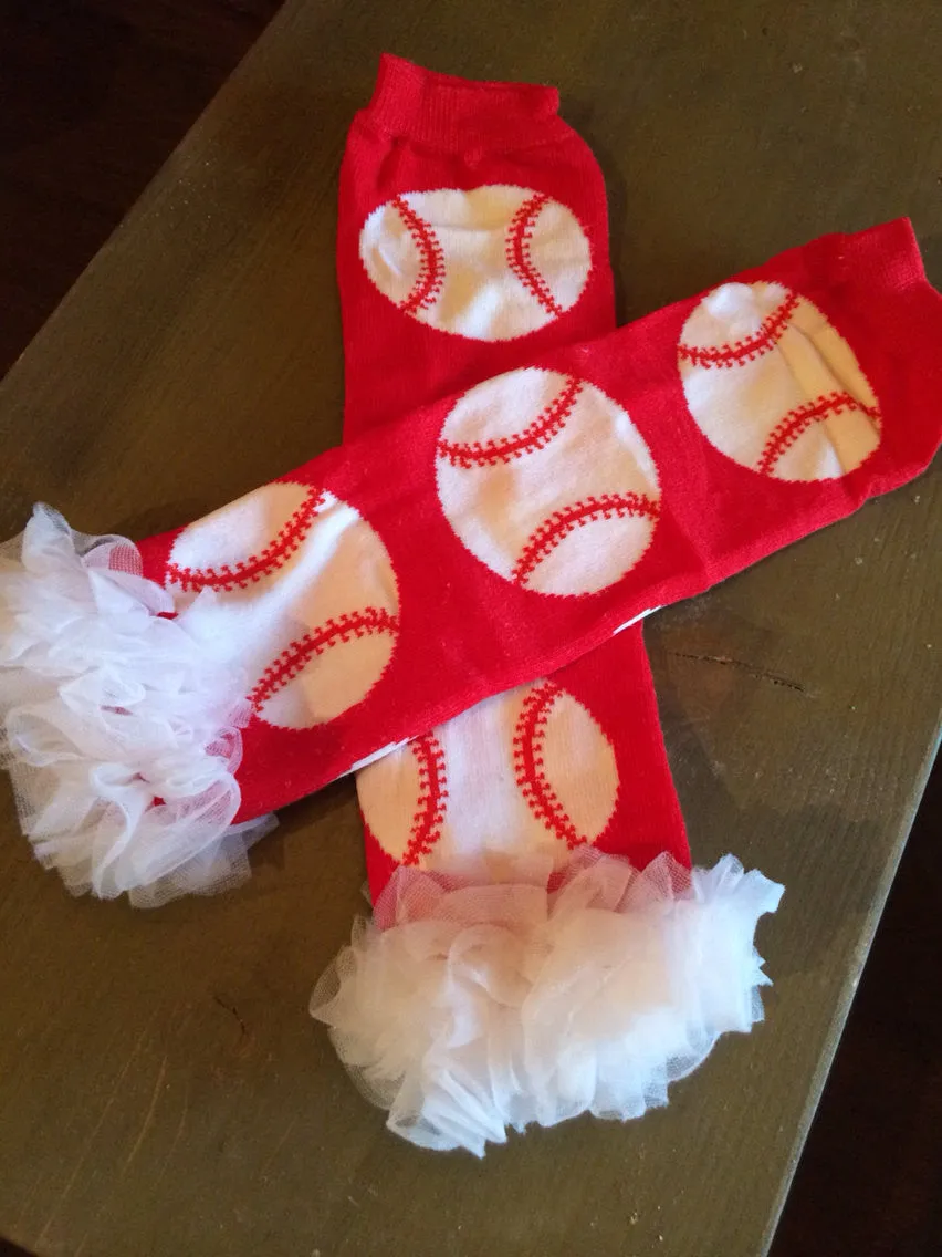 Baseball Leg Warmers-Baby leg warmers/Photo Prop  Baseball Ruffle