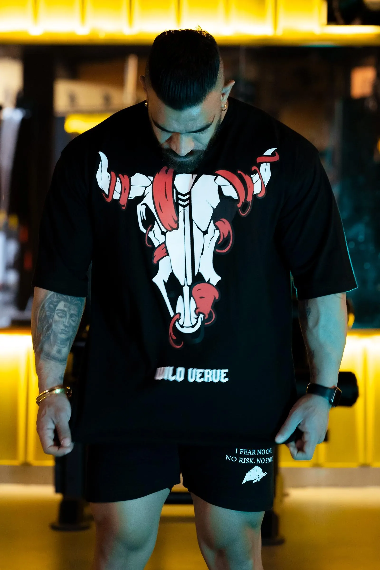 BIG BULL WARRIOR "PREMIUM" OVERSIZED T-SHIRT (BLACK)