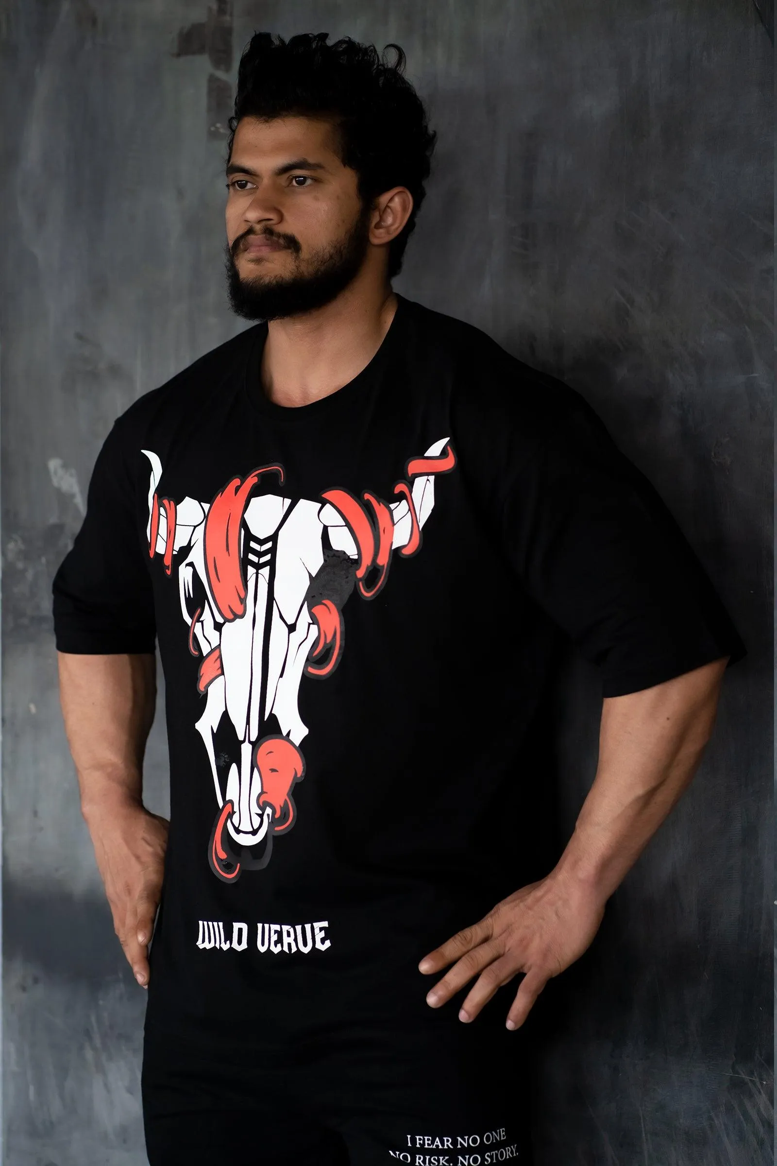 BIG BULL WARRIOR "PREMIUM" OVERSIZED T-SHIRT (BLACK)