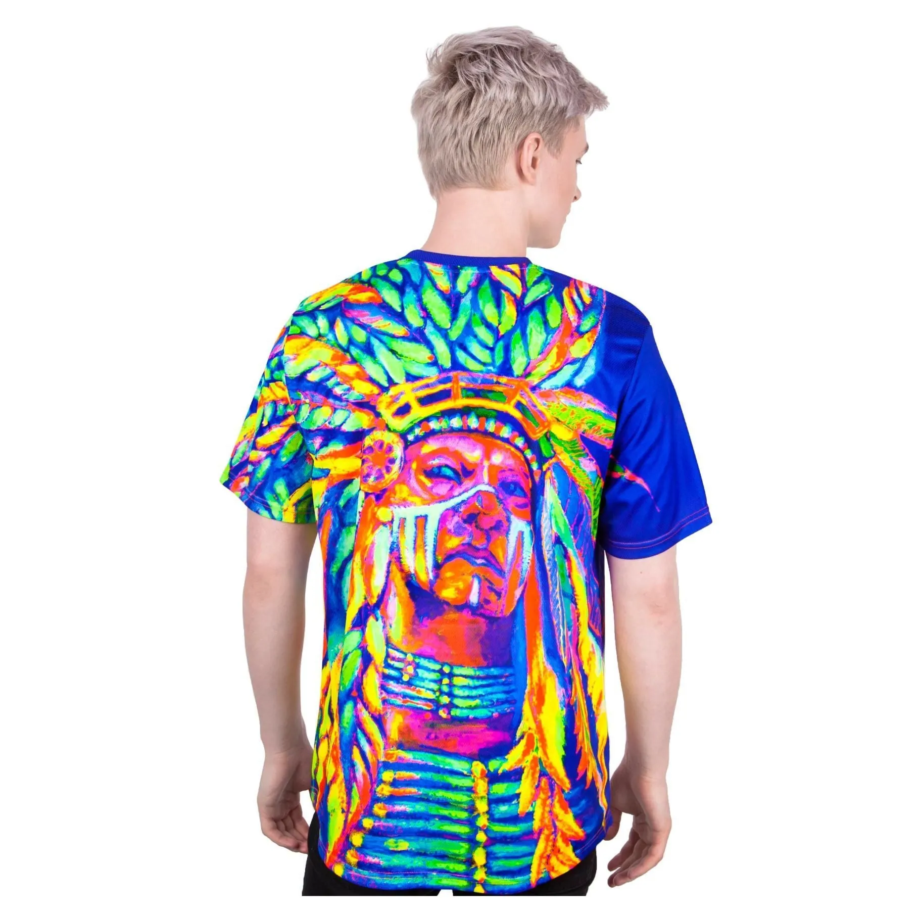 Blacklight Tee Shirt Nation Chief Glow in UV Fluorescent