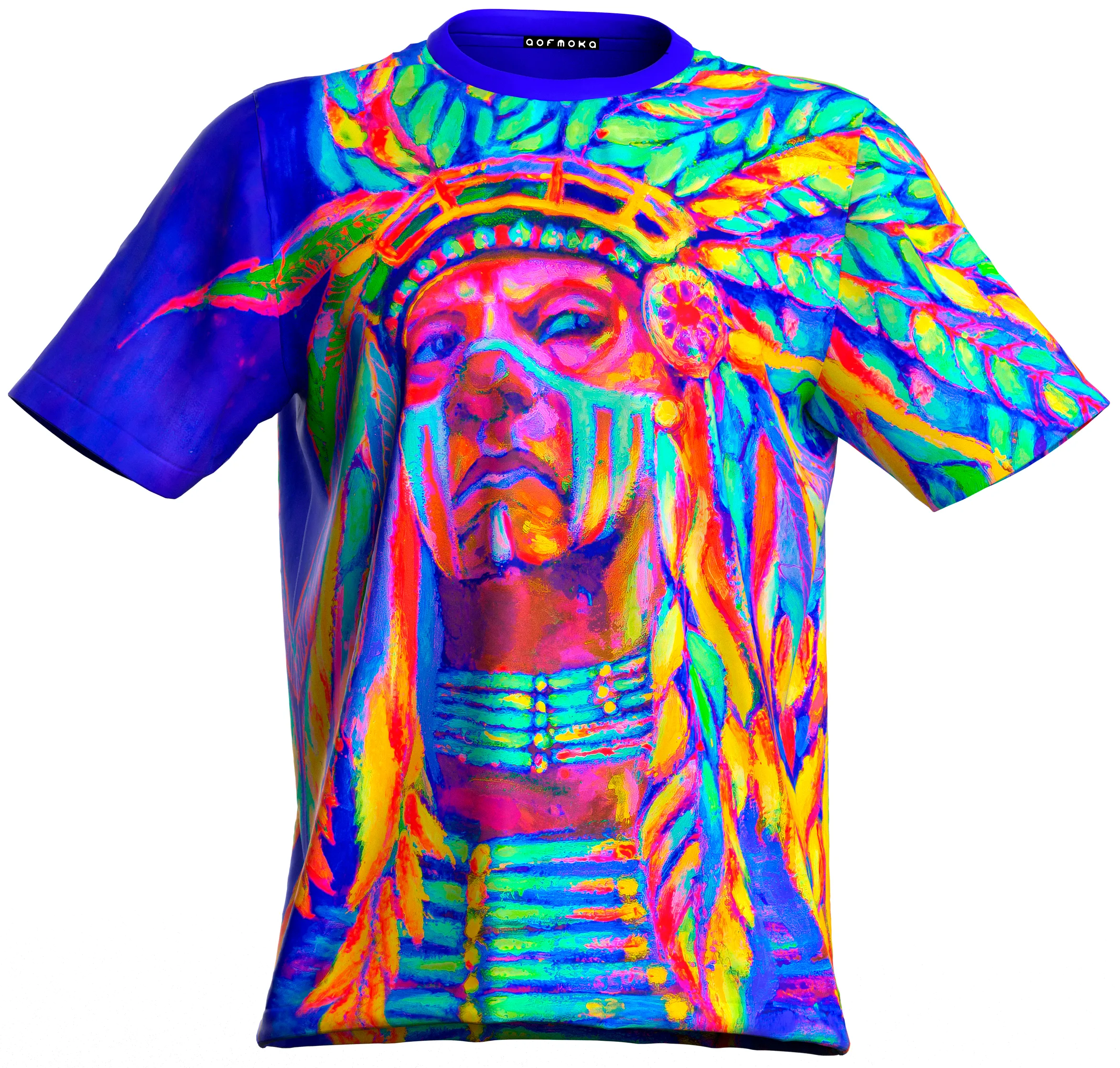 Blacklight Tee Shirt Nation Chief Glow in UV Fluorescent