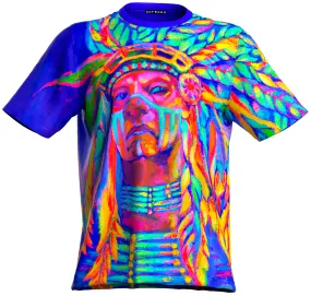 Blacklight Tee Shirt Nation Chief Glow in UV Fluorescent