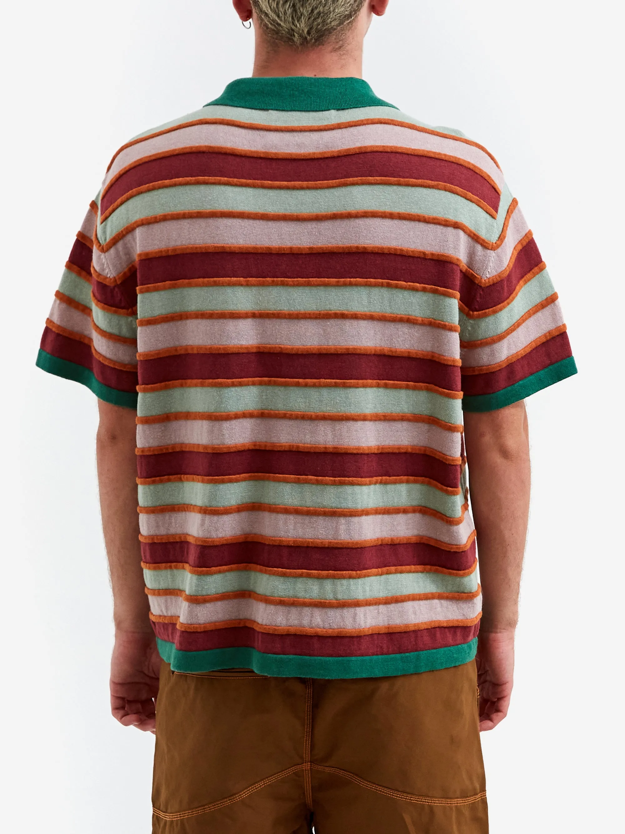 Brain Dead Lifted Stripe Half Zip Shirt - Red Multi