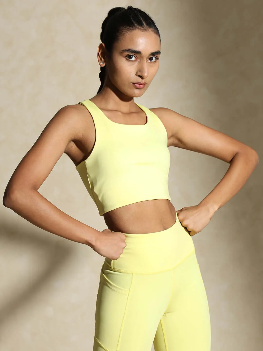 Candyfloss Yellow High Impact Action Bra & Aura Leggings