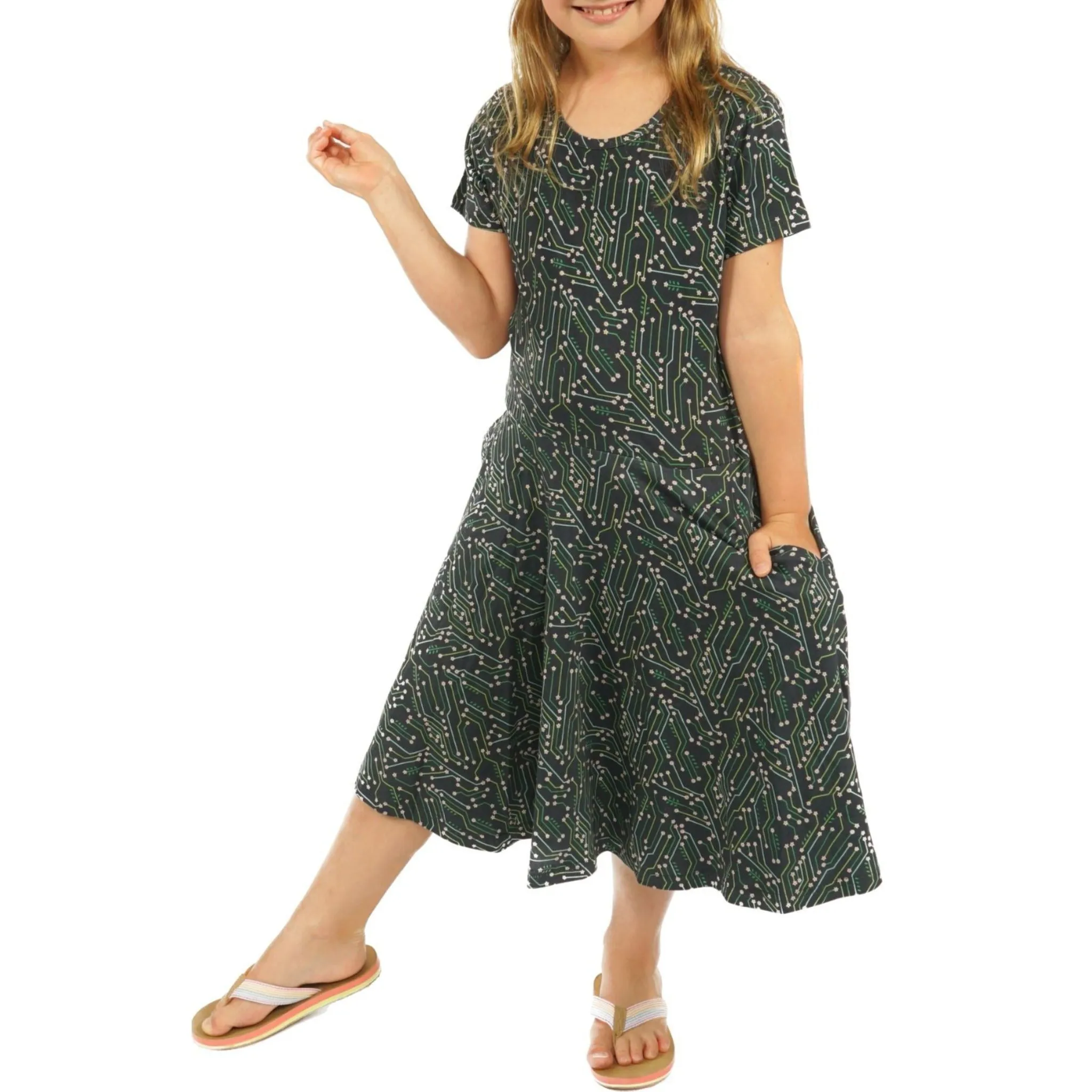 Circuit Flowers Kids 3/4th Twirl Dress