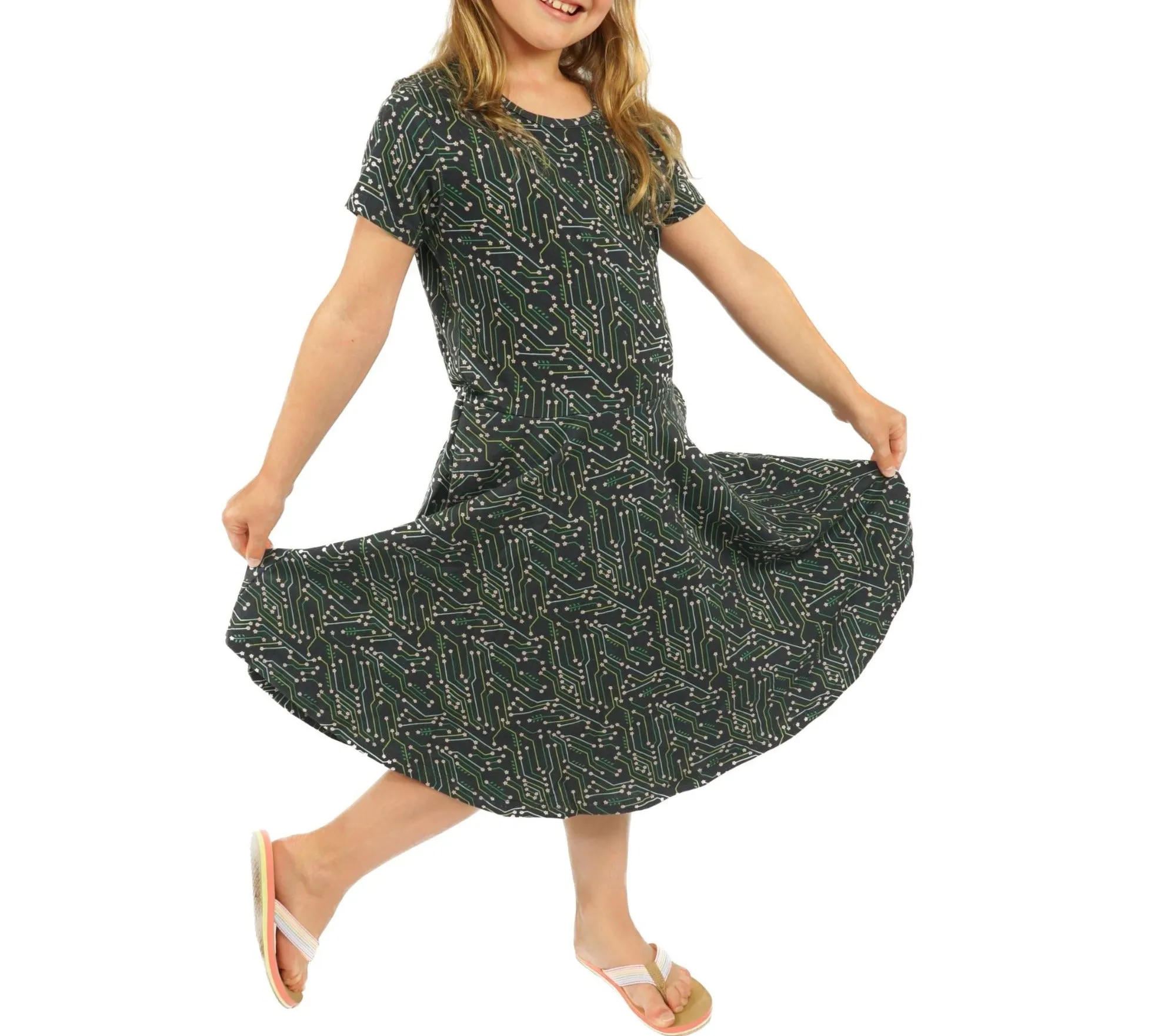 Circuit Flowers Kids 3/4th Twirl Dress