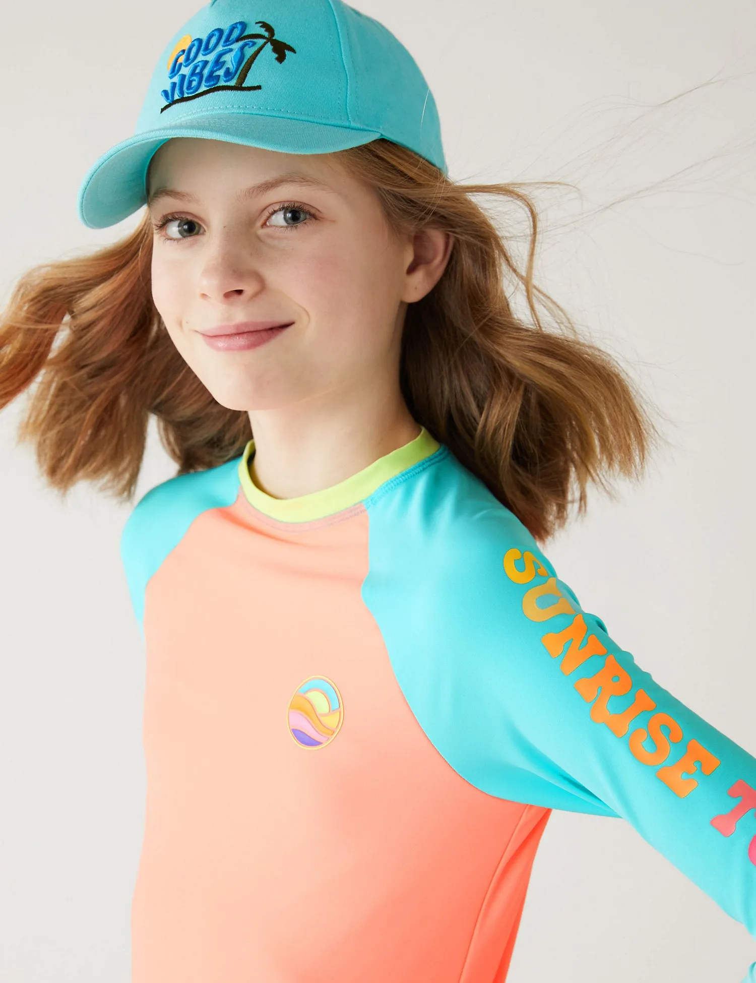 Colour Block Long Sleeve Rash Vest