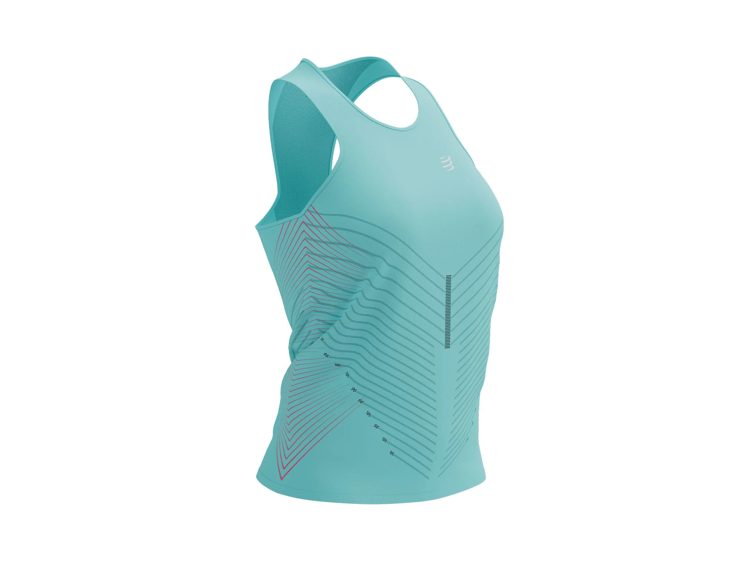 Compessport Women's Performance Singlet - Aqua/Hot Pink