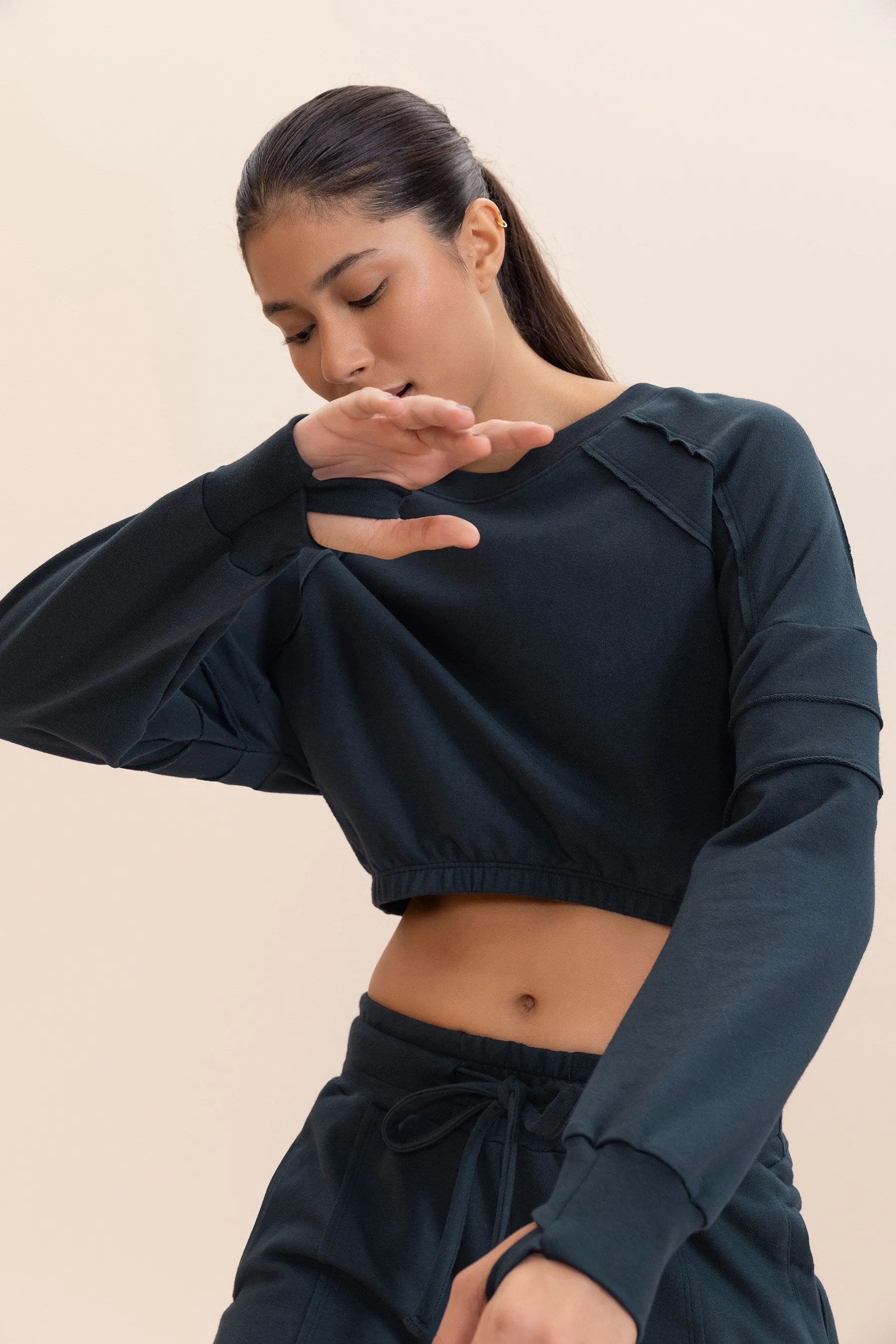 Cropped Cut Jog Sweatshirt