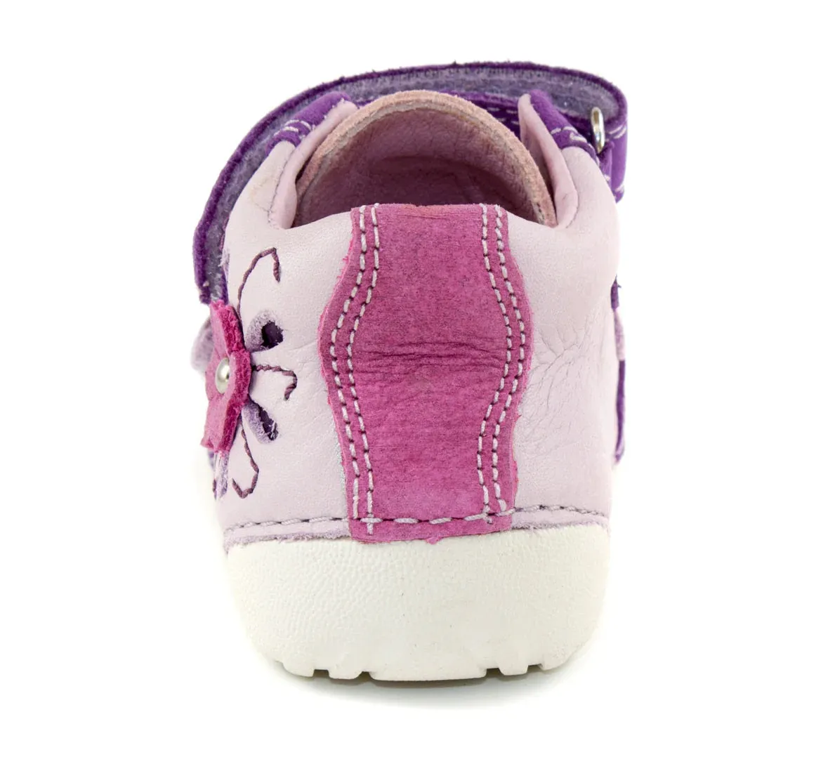 D.D. Step Toddler Girl Shoes Light Purple With Dark Detail And Pink Flower - Supportive Leather From Europe Kids Orthopedic