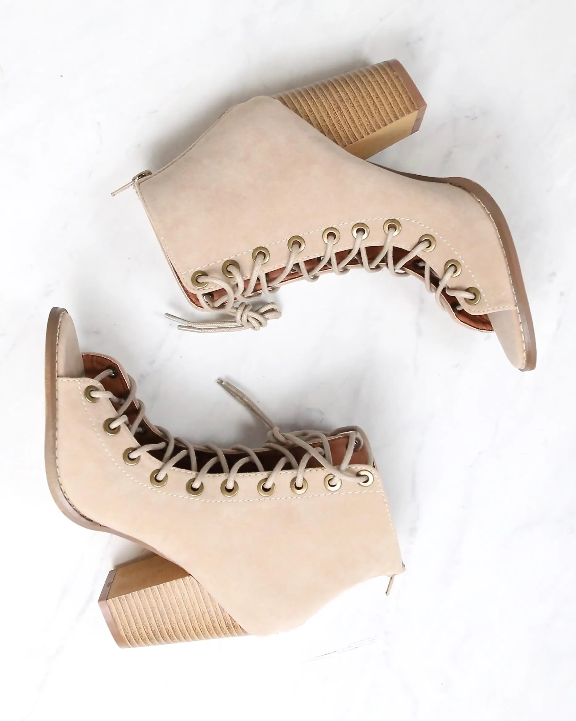 Faux Suede Peep Toe Bootie (Women) - More Colors