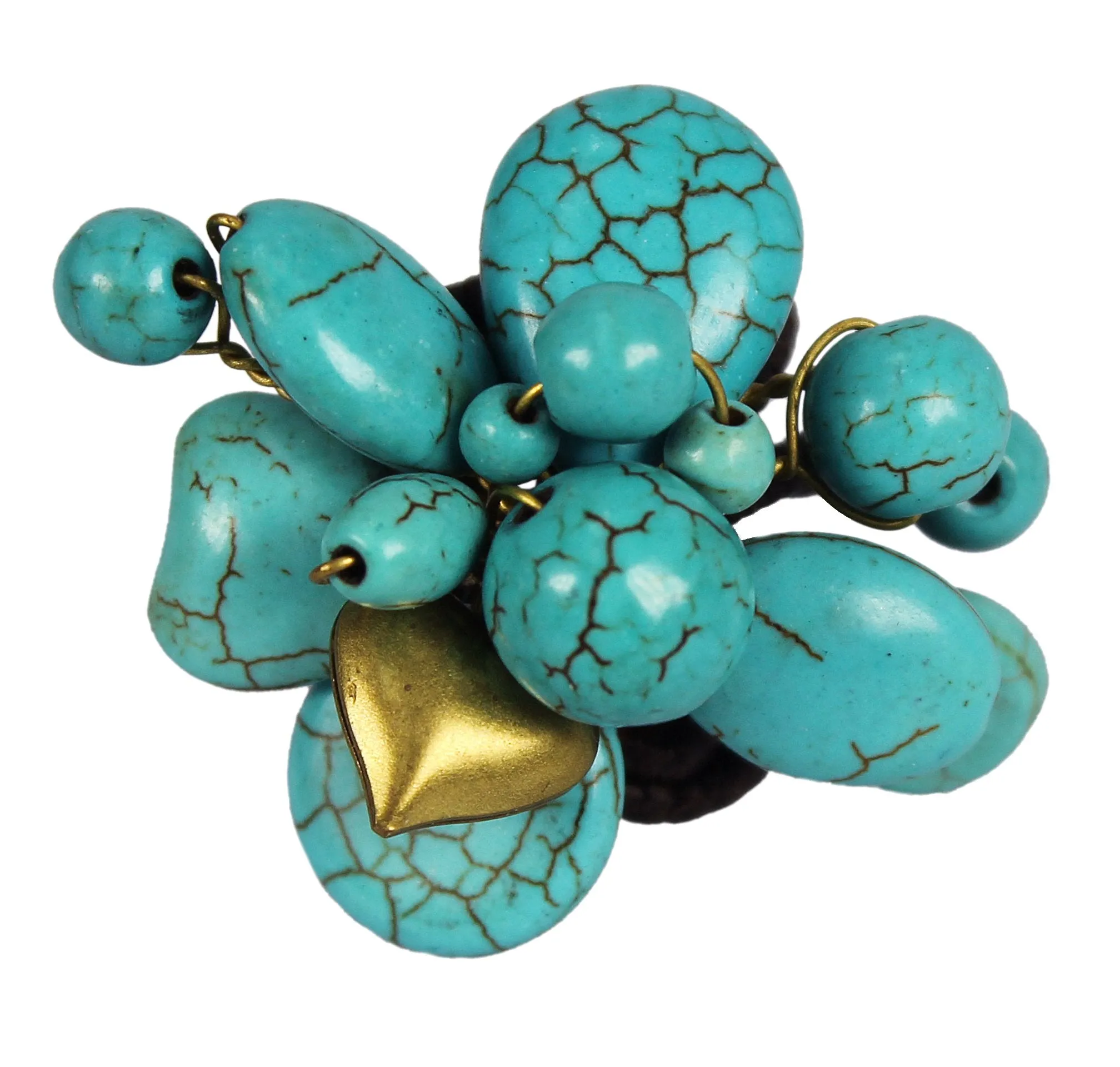 Gems Couture JewelryTurquoise Cluster Adjustable Brass Ring