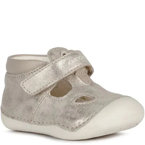 Geox Infants first Shoes Silver Pre Walkers Crawlers Leather