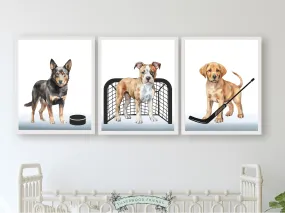 Ice Hockey Dogs Nursery Print