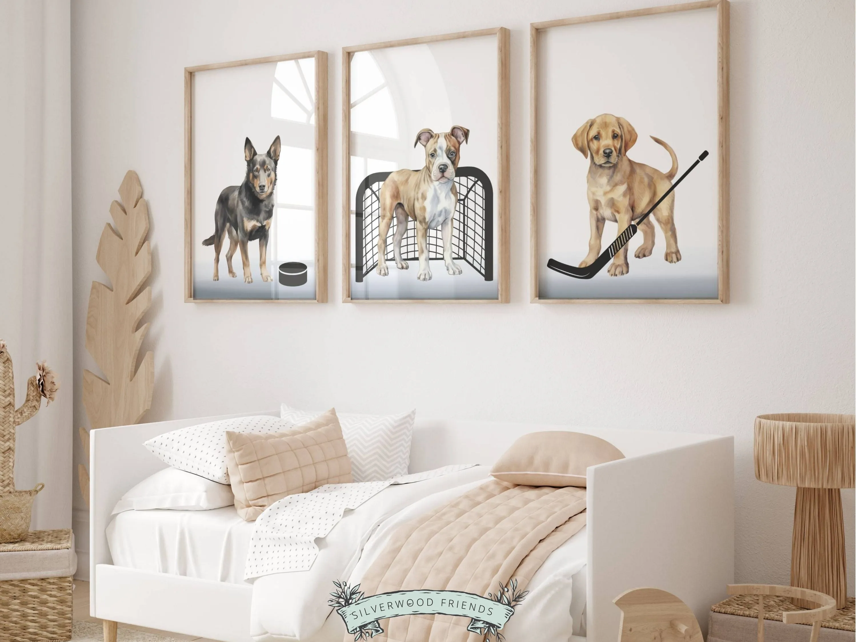 Ice Hockey Dogs Nursery Print