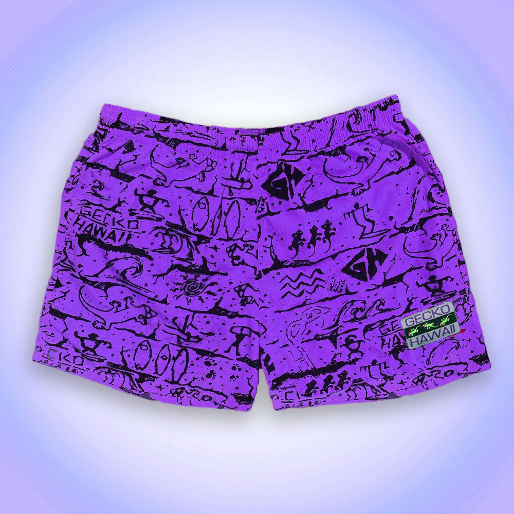 Iconic Gecko Wall Neon Purple Volley Shorts