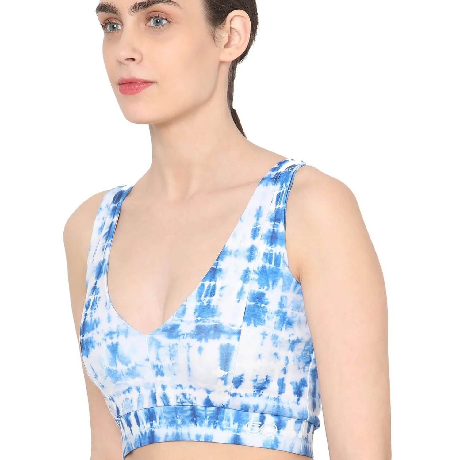 Indigo Shibori Plunge Bra & Luxe Leggings