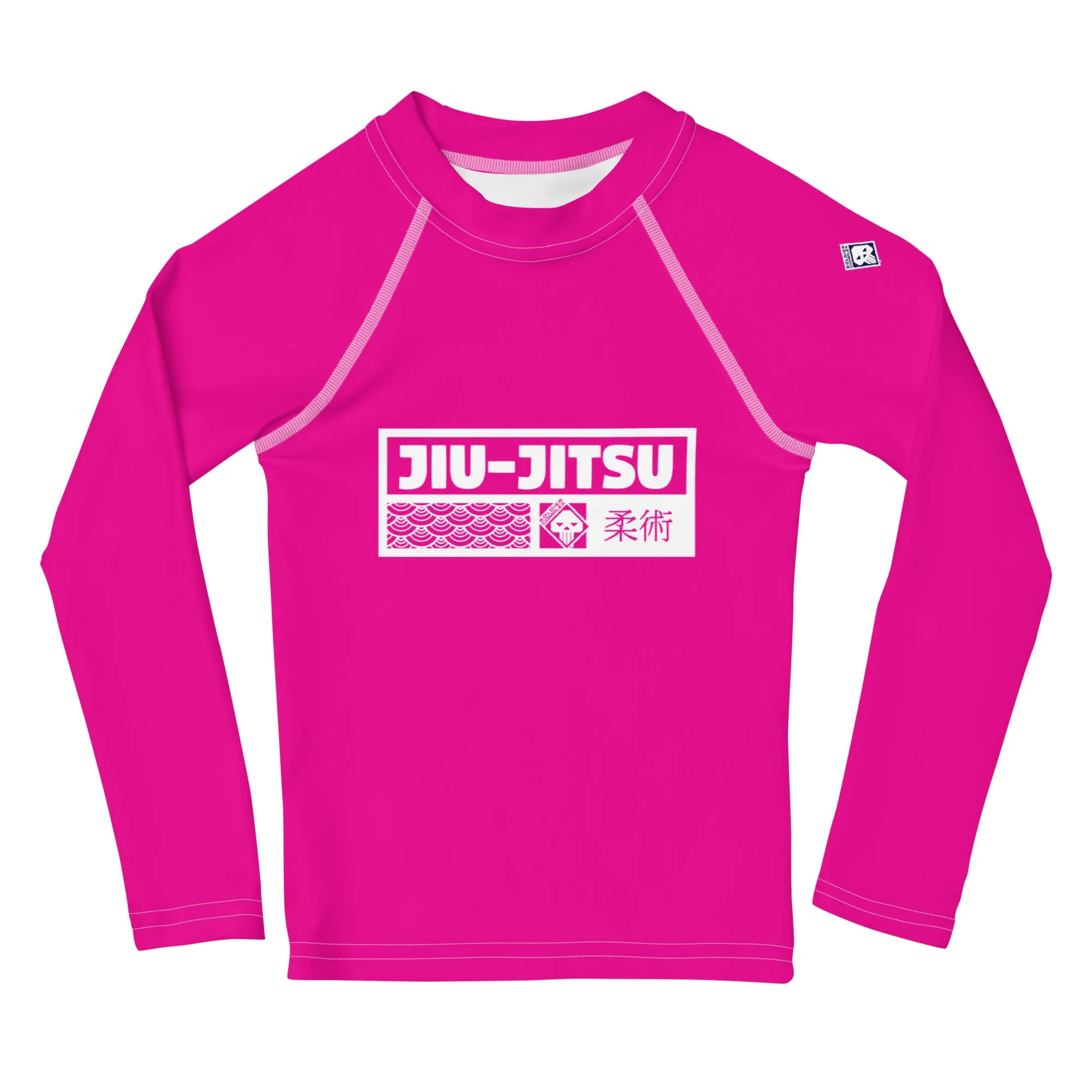 Kid's Girls Long Sleeve BJJ Rash Guard Jiu-Jitsu 003 - Hollywood Cerise