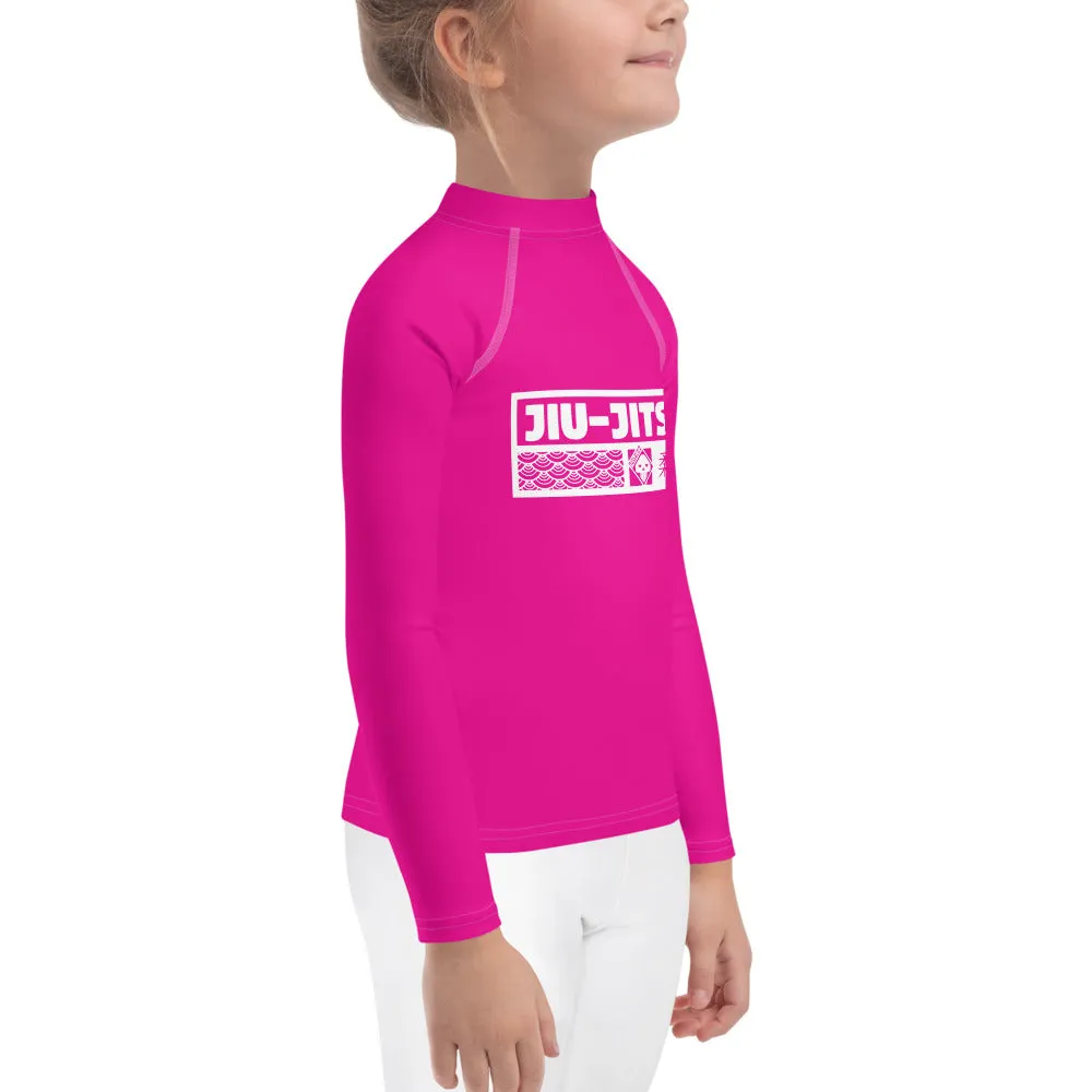 Kid's Girls Long Sleeve BJJ Rash Guard Jiu-Jitsu 003 - Hollywood Cerise