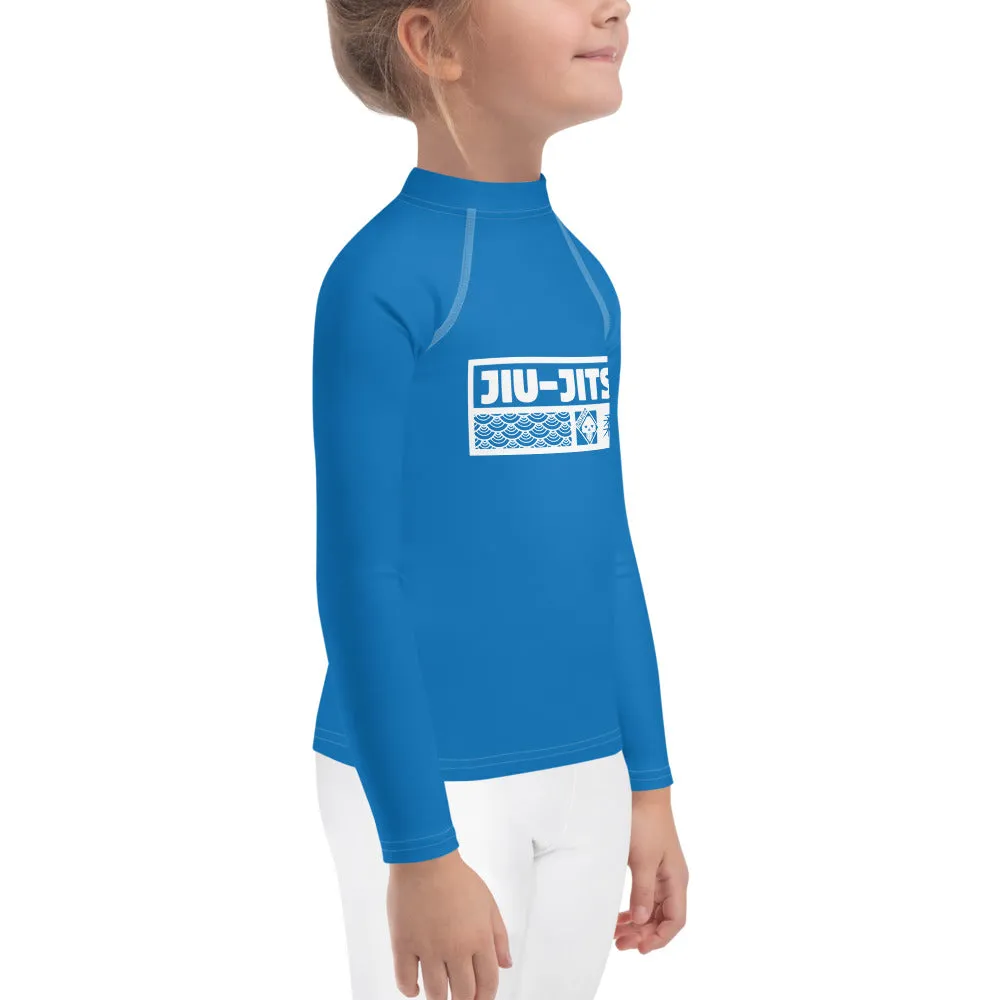 Kid's Girls Long Sleeve BJJ Rash Guard Jiu-Jitsu 004 - Azul