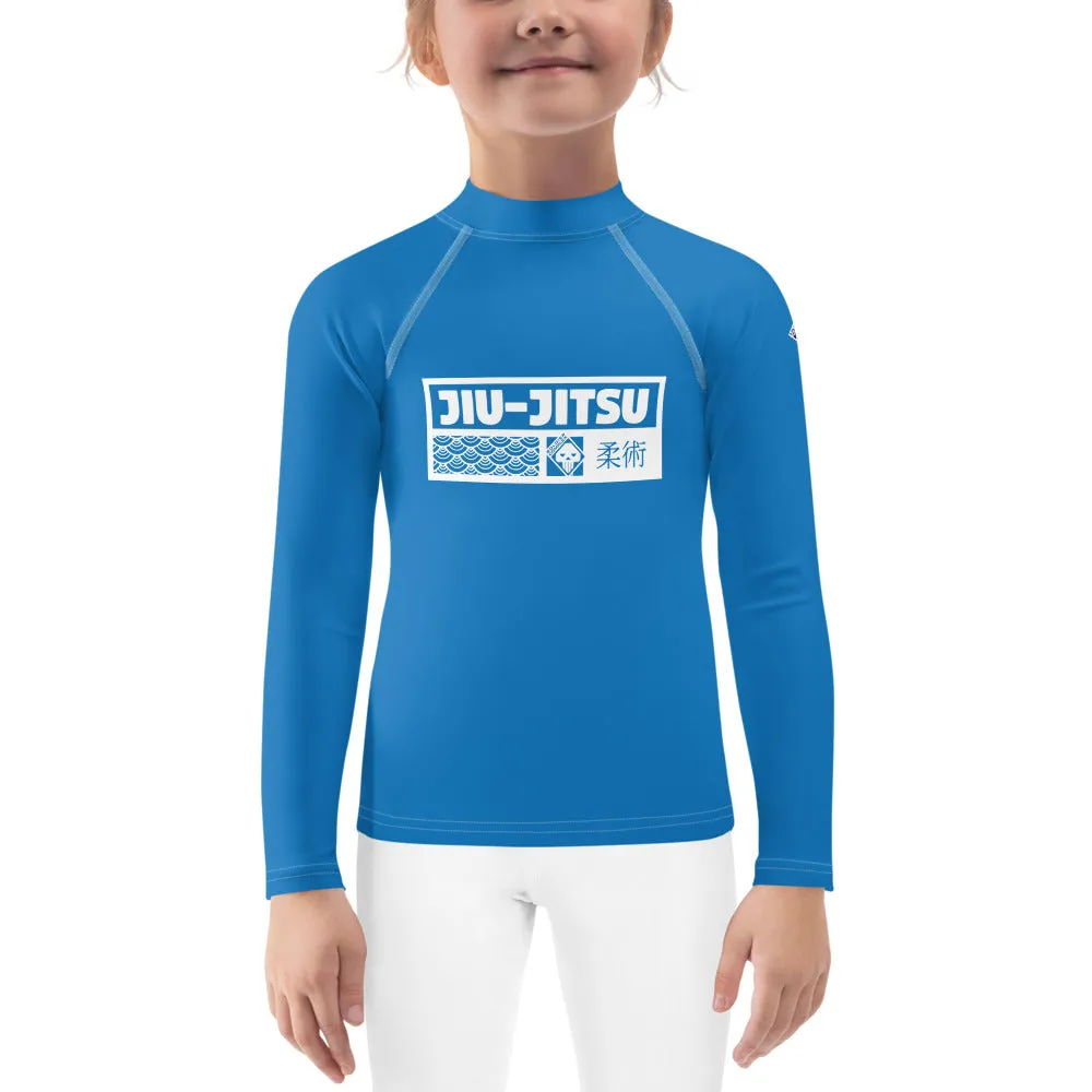 Kid's Girls Long Sleeve BJJ Rash Guard Jiu-Jitsu 004 - Azul