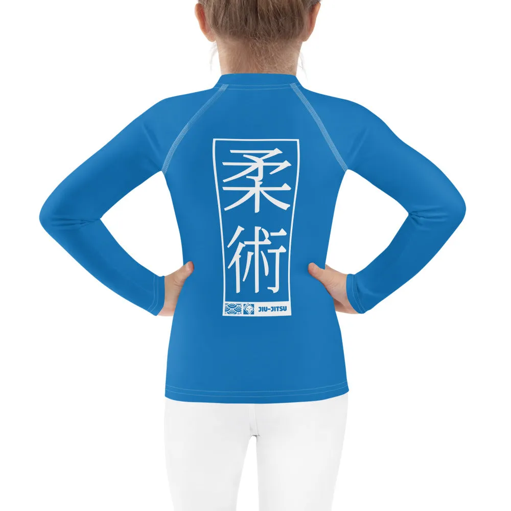 Kid's Girls Long Sleeve BJJ Rash Guard Jiu-Jitsu 004 - Azul