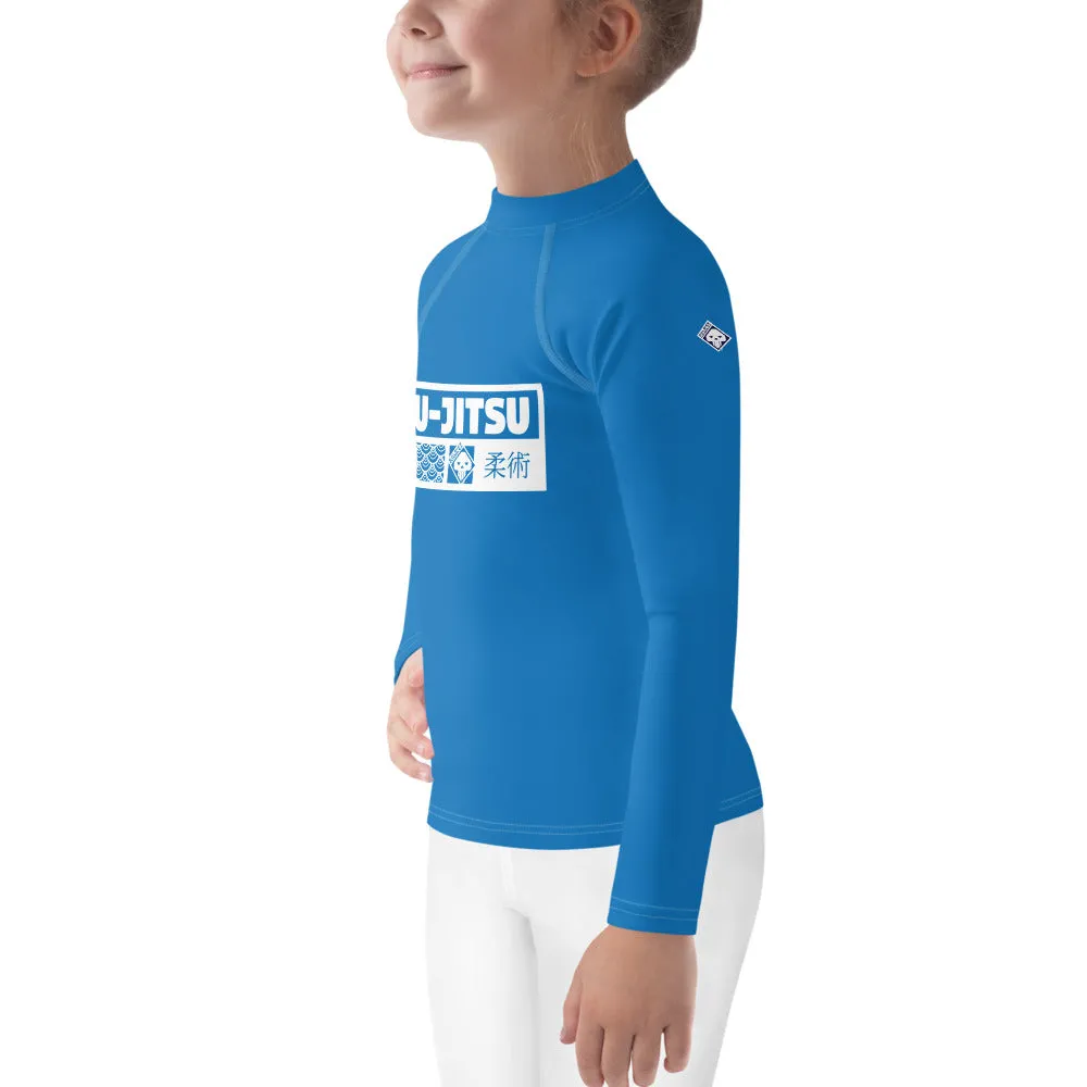 Kid's Girls Long Sleeve BJJ Rash Guard Jiu-Jitsu 004 - Azul