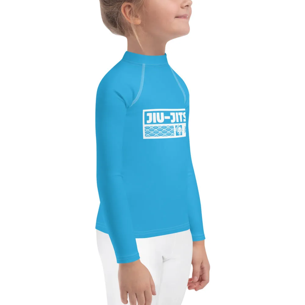 Kid's Girls Long Sleeve BJJ Rash Guard Jiu-Jitsu 005 - Cyan