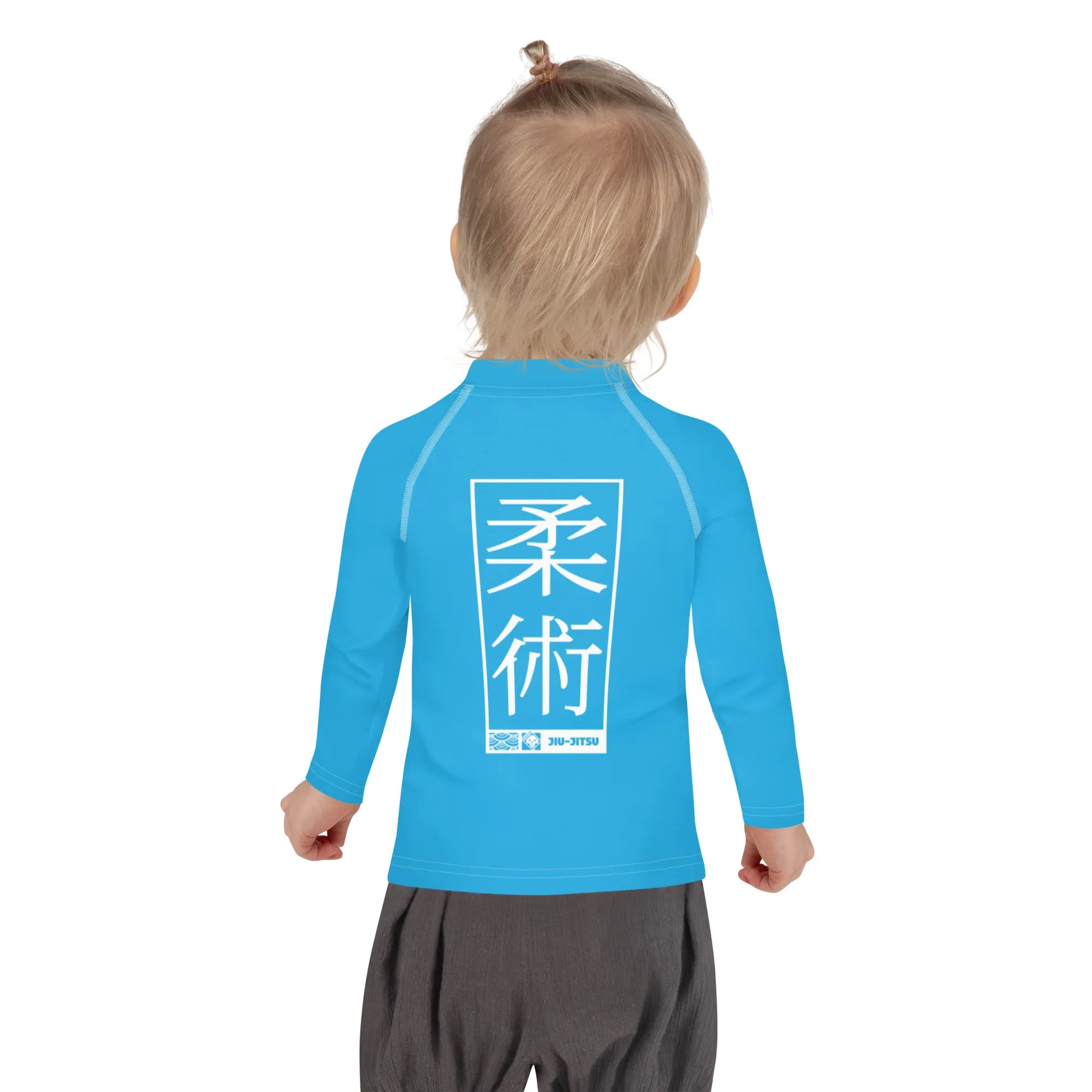 Kid's Girls Long Sleeve BJJ Rash Guard Jiu-Jitsu 005 - Cyan